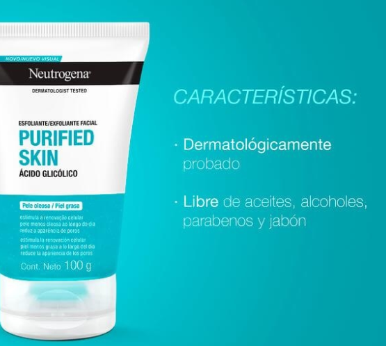 Exfoliante Facial Neutrogena® Purified Skin Ácido Glicólico 100g