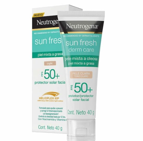 Protector Solar Facial Con Color Neutrogena Sun Fresh Derm Care FPS50+ 40g