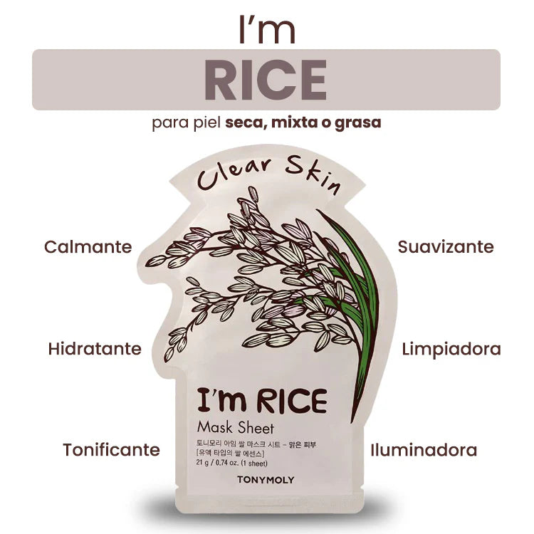 Mascarilla Facial Clear Skin- I´m Rice Tony Moly