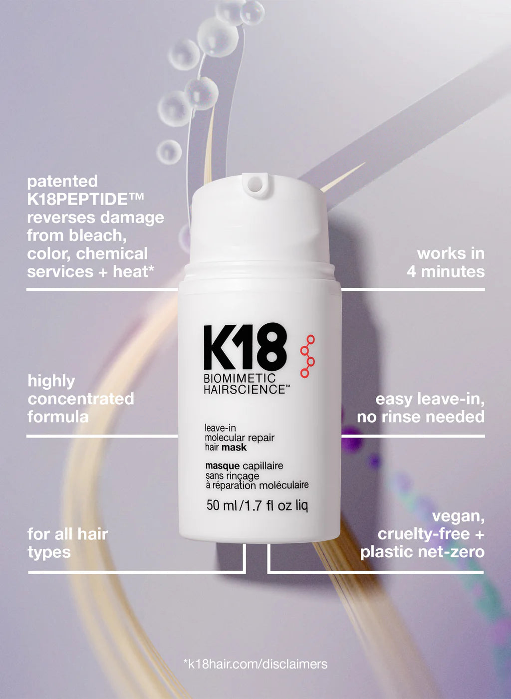 Mini Leave-in Molecular Repair Hair Mask K18