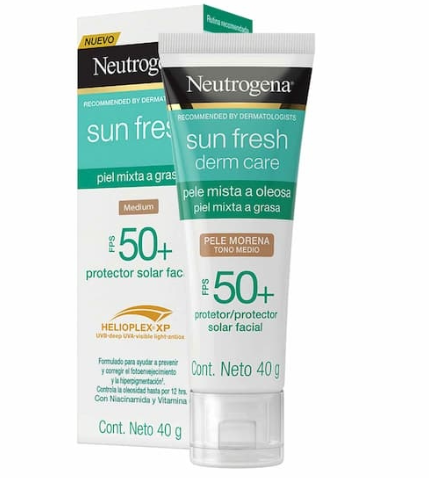 Protector Solar Facial Con Color Neutrogena Sun Fresh Derm Care FPS50+ 40g
