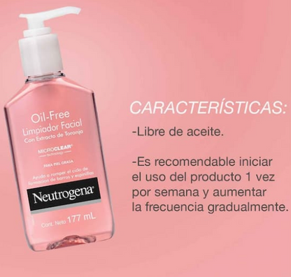 Gel Limpiador Facial Neutrogena Oil free Toronja Ácido Salicílico 177ml