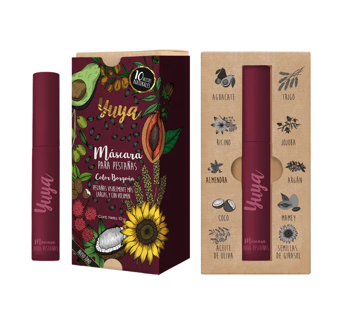 Máscara de Pestañas 10 Aceites Naturales (Color Borgoña) Yuya